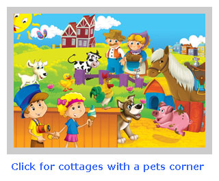 holiday cottages with a pets corner and animals to feed