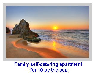 search for Family self-catering apartment for 10 by the sea